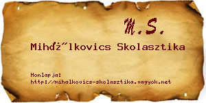 Mihálkovics Skolasztika névjegykártya